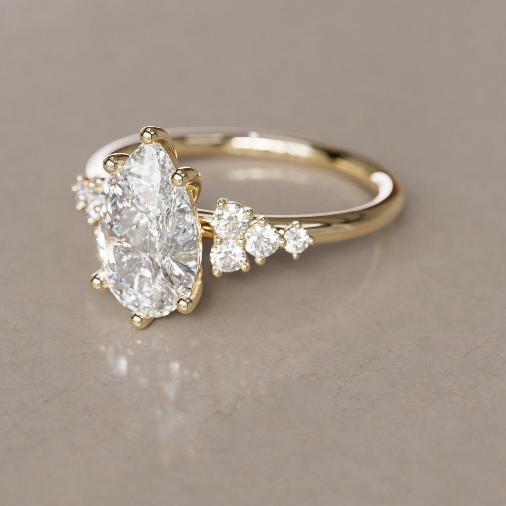 Celestial engagement ring Nature Inspired with Pear Diamond By Valley Rose