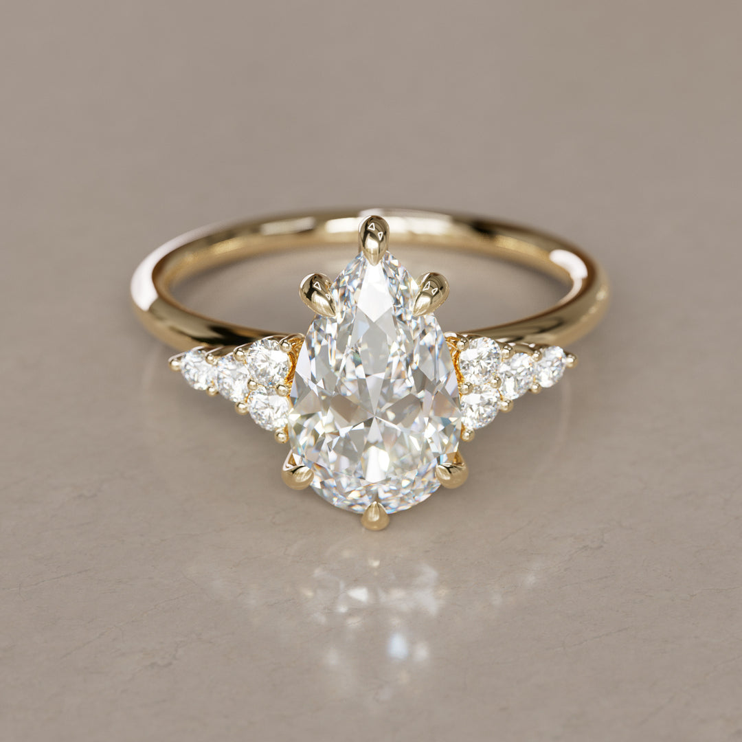 Celestial engagement ring Nature Inspired with Pear Diamond By Valley Rose