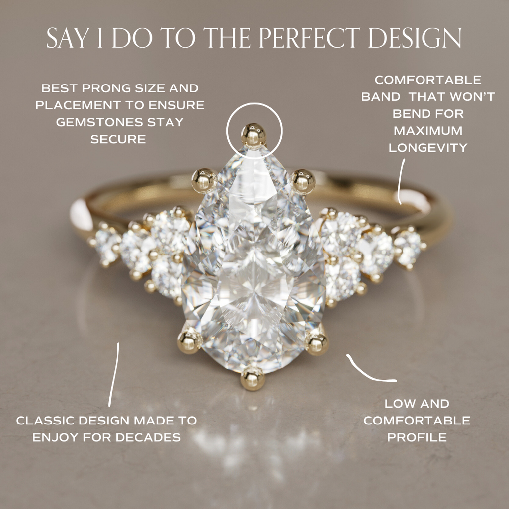 Celestial engagement ring Nature Inspired with Pear Diamond By Valley Rose