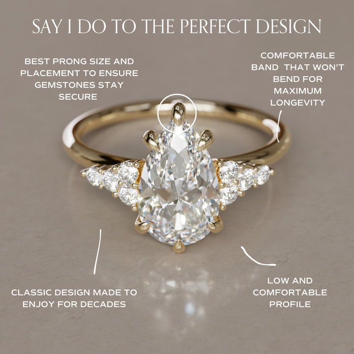 Celestial engagement ring Nature Inspired with Pear Diamond By Valley Rose