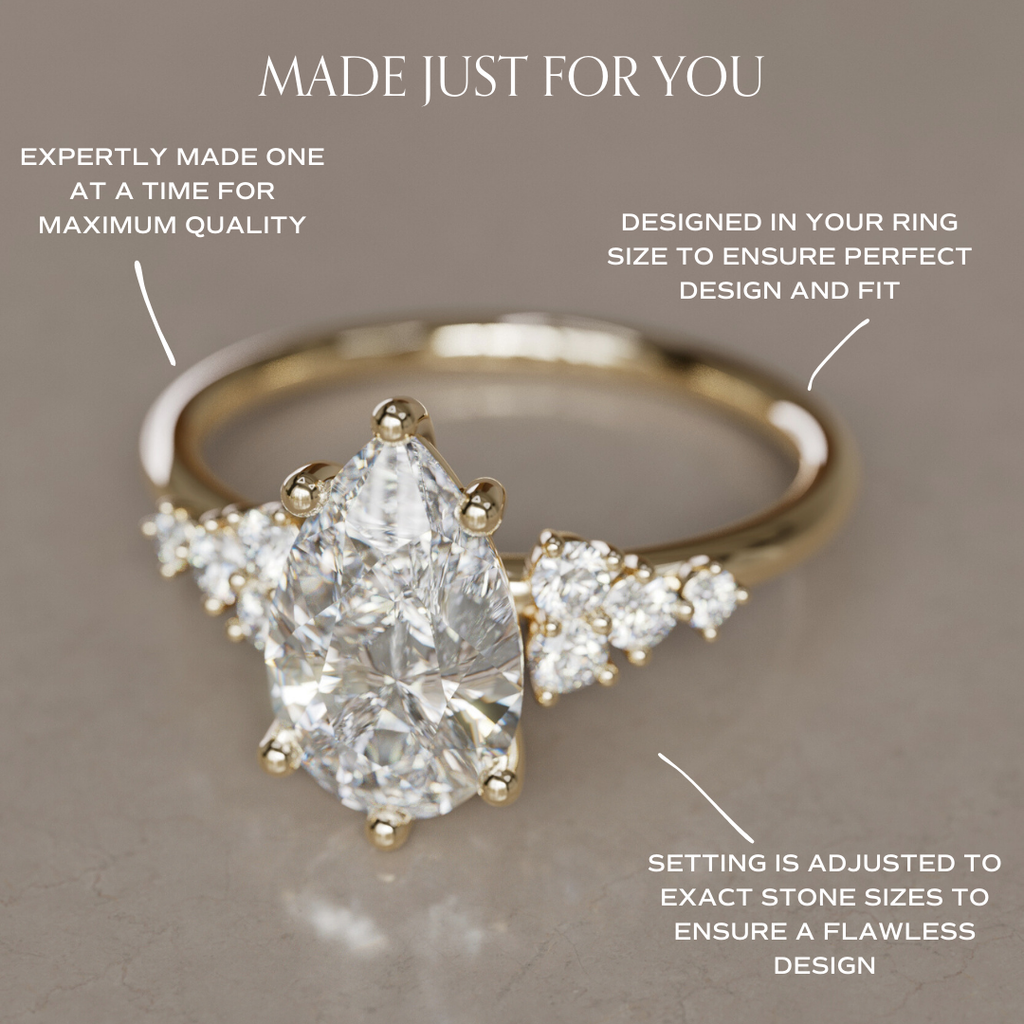 Celestial engagement ring Nature Inspired with Pear Diamond By Valley Rose