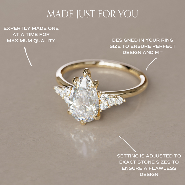 Celestial engagement ring Nature Inspired with Pear Diamond By Valley Rose