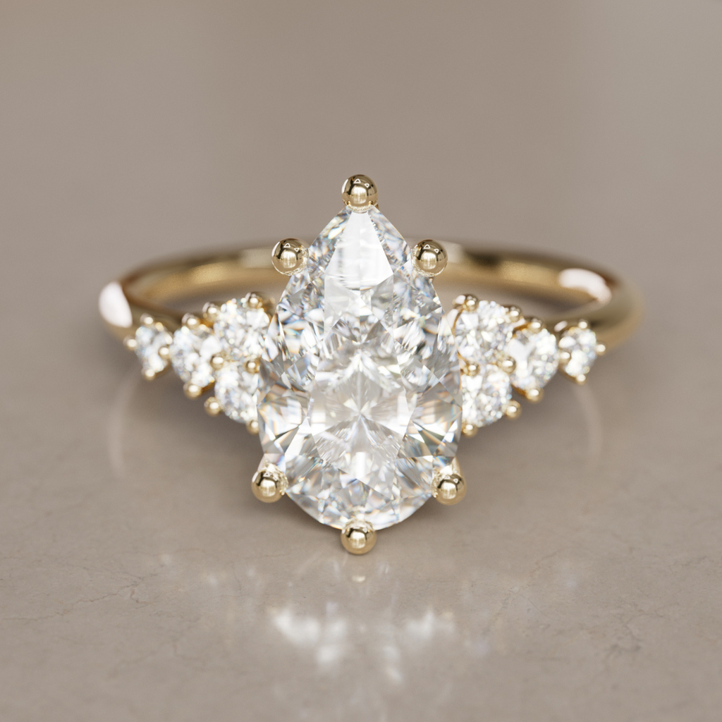 Celestial engagement ring Nature Inspired with Pear Diamond By Valley Rose