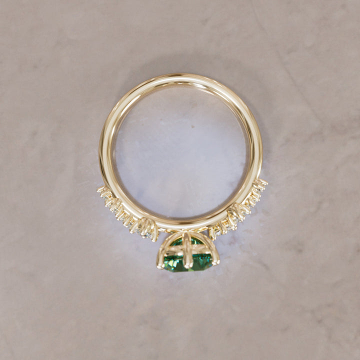 Celestial engagement ring Nature Inspired with Pear Green Sapphire By Valley Rose