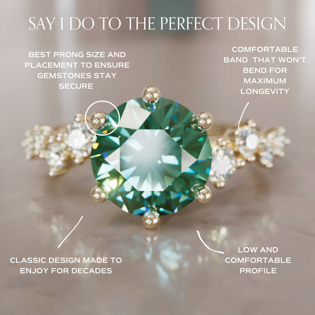 Celestial engagement ring Nature Inspired with Pear Green Sapphire By Valley Rose