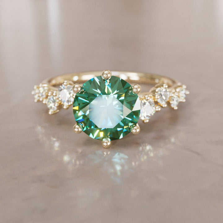 Celestial engagement ring Nature Inspired with Pear Green Sapphire By Valley Rose