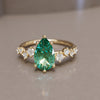 Celestial engagement ring Nature Inspired with Pear Green Sapphire By Valley Rose
