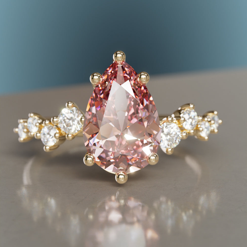 Celestial engagement ring Nature Inspired with Pear Pink Diamond By Valley Rose
