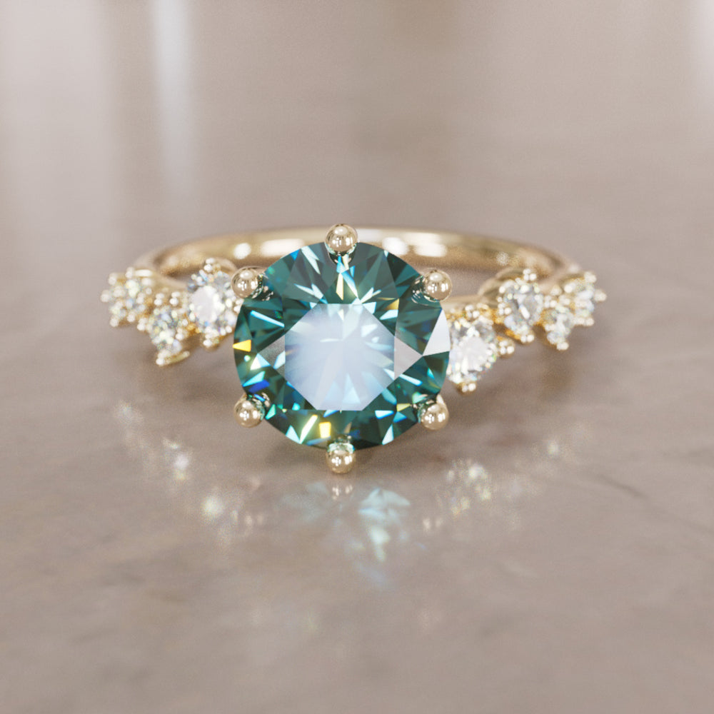 Celestial engagement ring Nature Inspired with Pear Teal Sapphire By Valley Rose