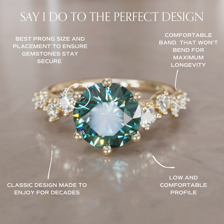 Celestial engagement ring Nature Inspired with Pear Teal Sapphire By Valley Rose