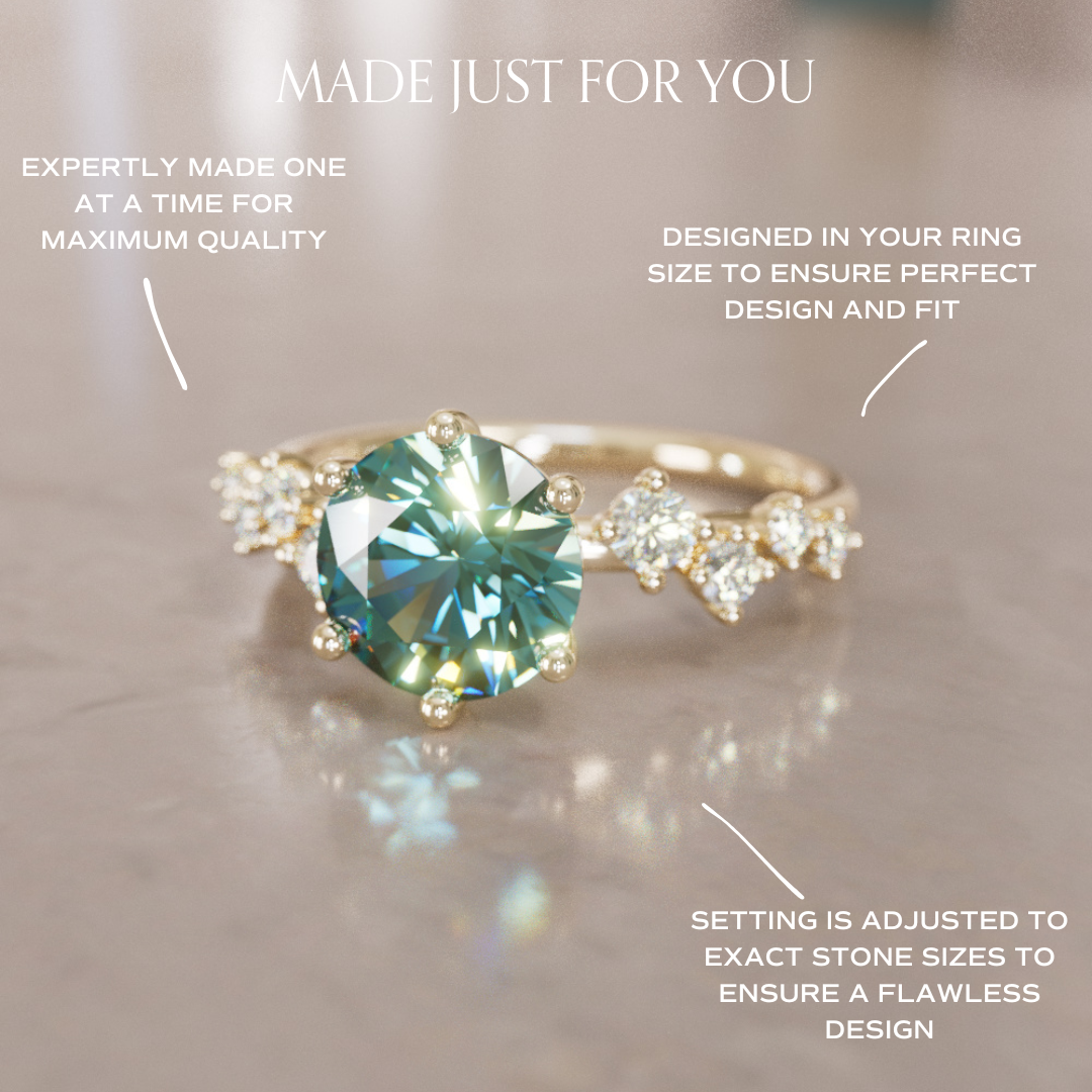 Celestial engagement ring Nature Inspired with Pear Teal Sapphire By Valley Rose
