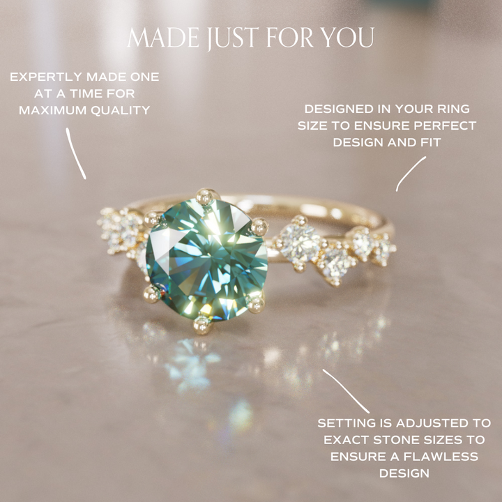 Celestial engagement ring Nature Inspired with Pear Teal Sapphire By Valley Rose