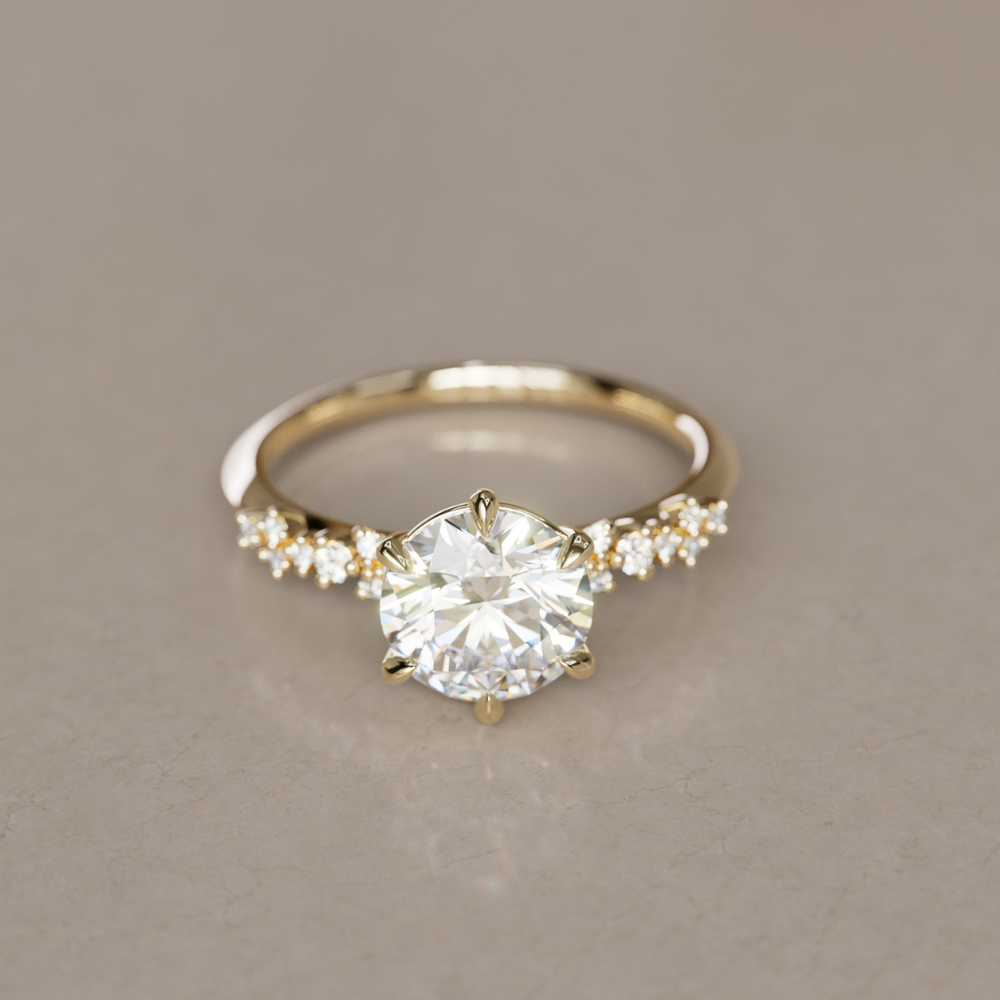 Celestial Engagement Ring Nature Inspired with Round Diamond By Valley Rose
