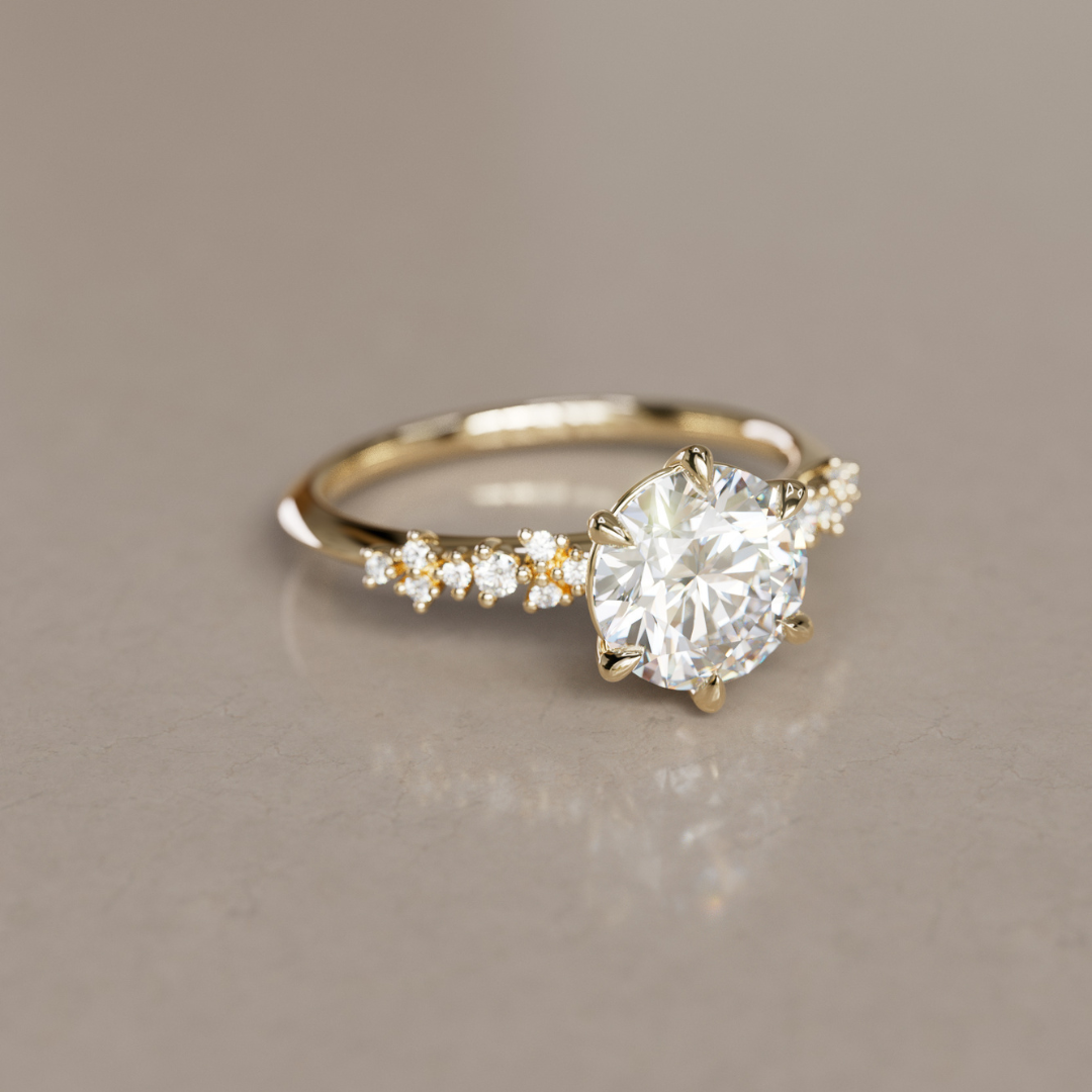 Celestial Engagement Ring Nature Inspired with Round Diamond By Valley Rose