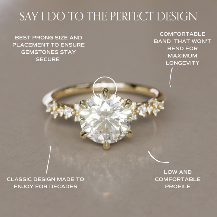 Celestial Engagement Ring Nature Inspired with Round Diamond By Valley Rose