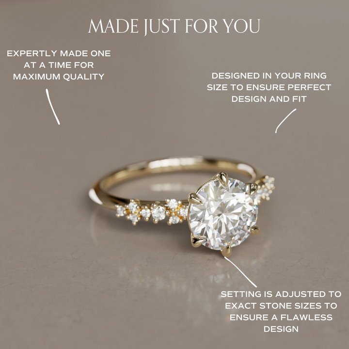 Celestial Engagement Ring Nature Inspired with Round Diamond By Valley Rose