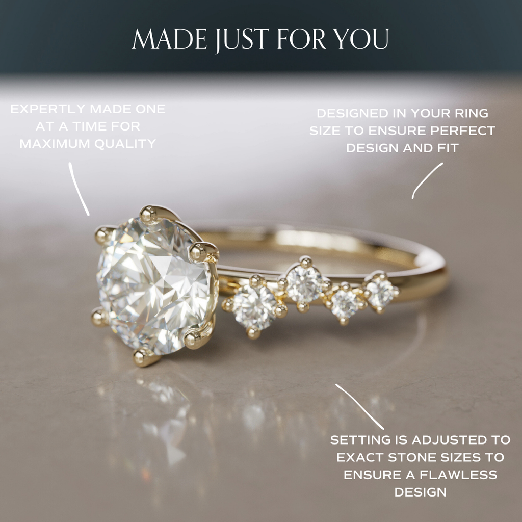 Celestial engagement ring Nature Inspired with Round Diamond By Valley Rose