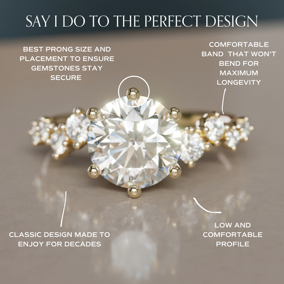 Celestial engagement ring Nature Inspired with Round Diamond By Valley Rose