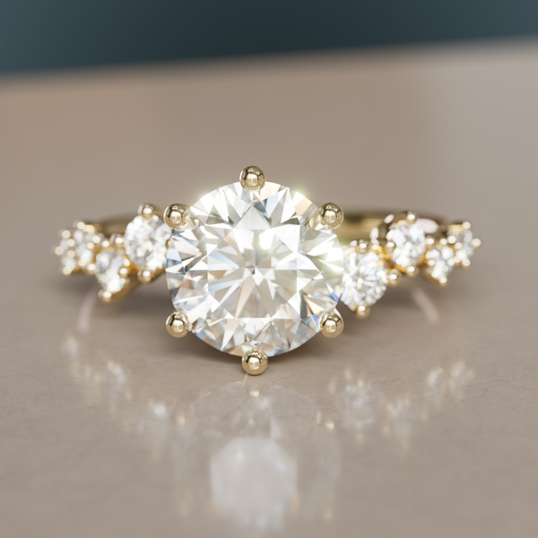 Celestial engagement ring Nature Inspired with Round Diamond By Valley Rose