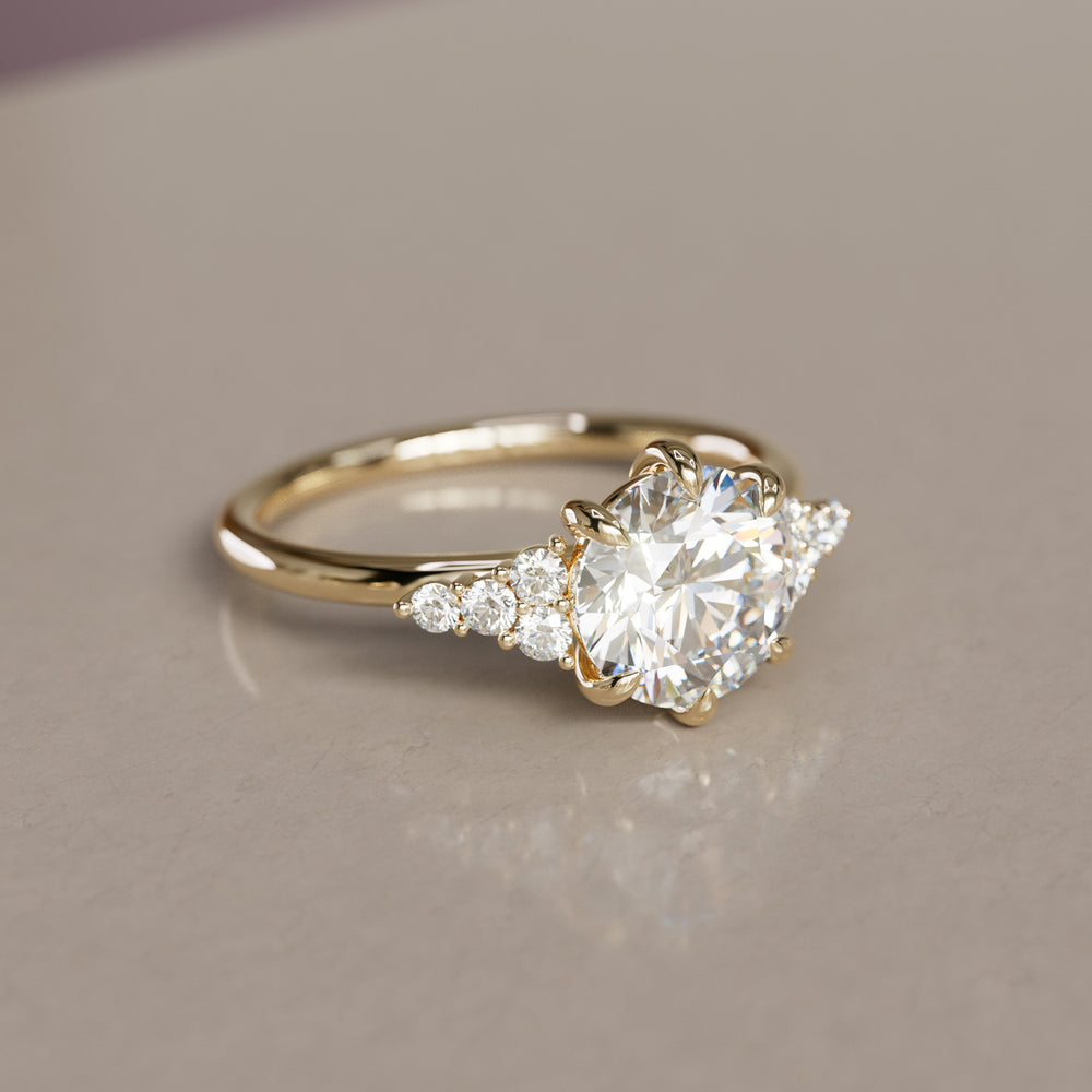 Celestial engagement ring Nature Inspired with Round Diamond By Valley Rose