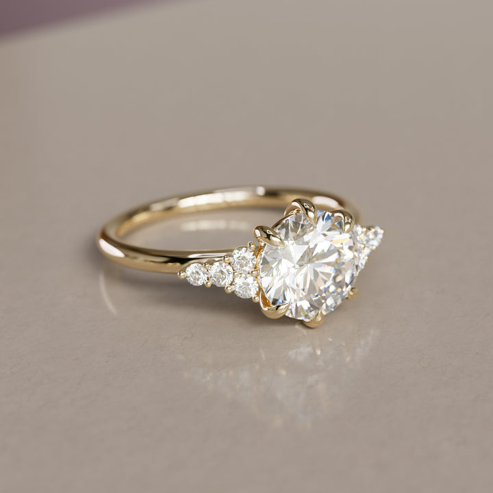Celestial engagement ring Nature Inspired with Round Diamond By Valley Rose