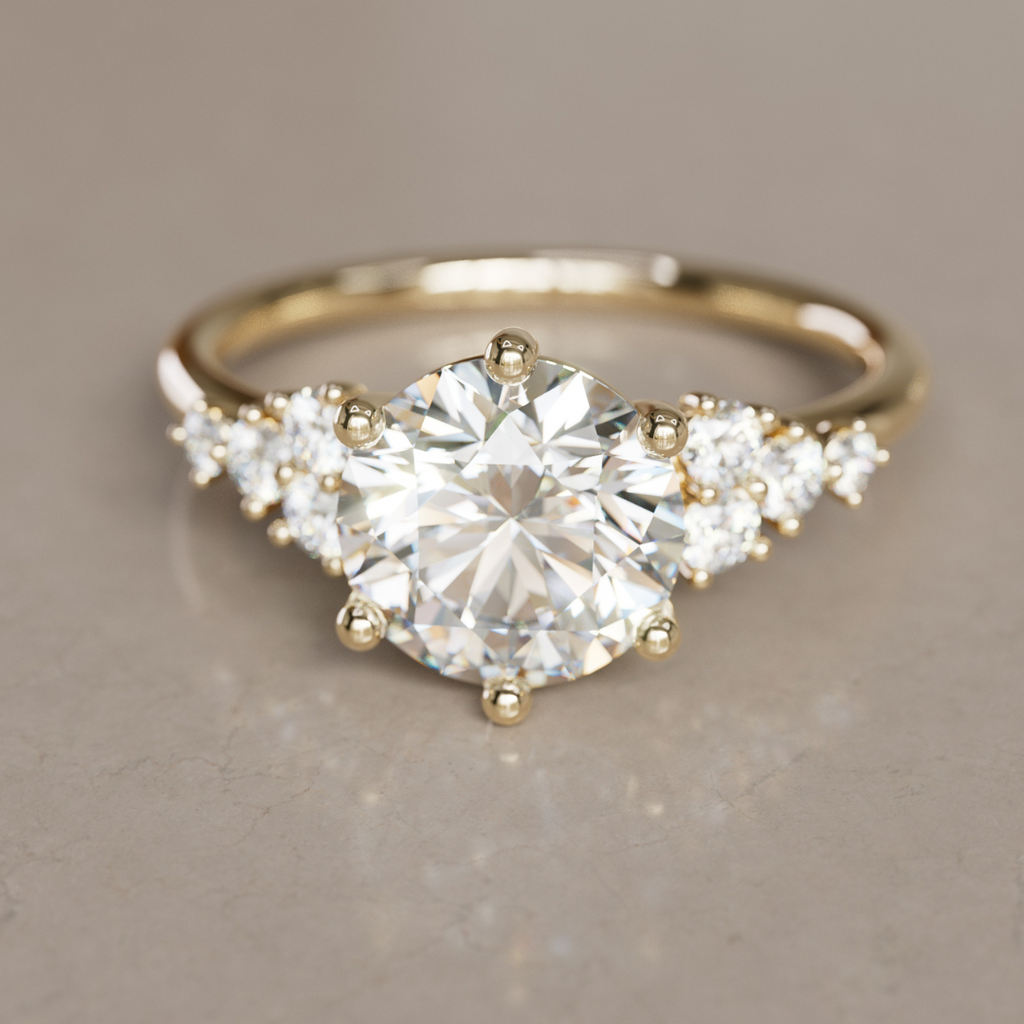 Celestial engagement ring Nature Inspired with Round Diamond By Valley Rose