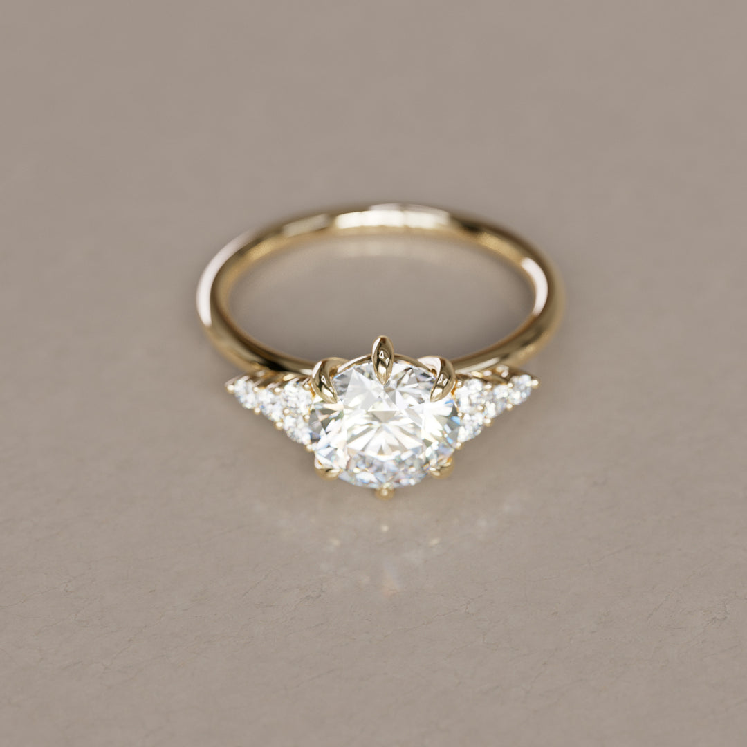 Celestial engagement ring Nature Inspired with Round Diamond By Valley Rose