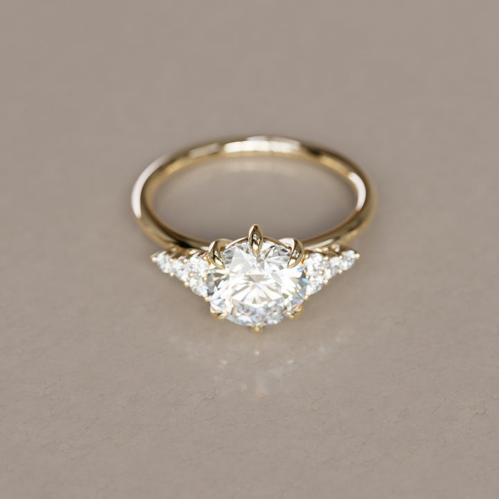 Celestial engagement ring Nature Inspired with Round Diamond By Valley Rose