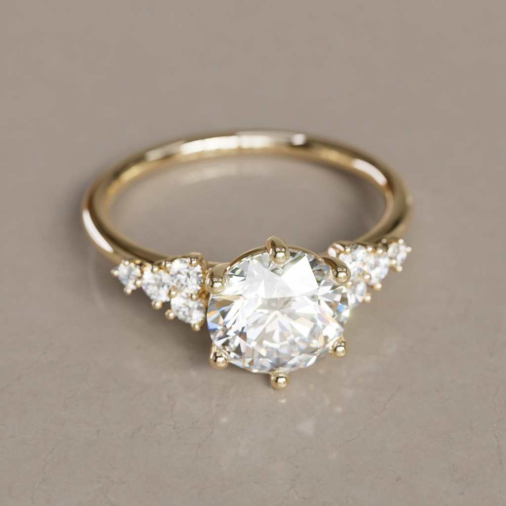 Celestial engagement ring Nature Inspired with Round Diamond By Valley Rose