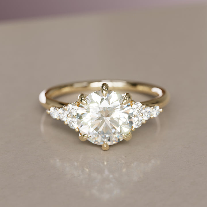 Celestial engagement ring Nature Inspired with Round Diamond By Valley Rose