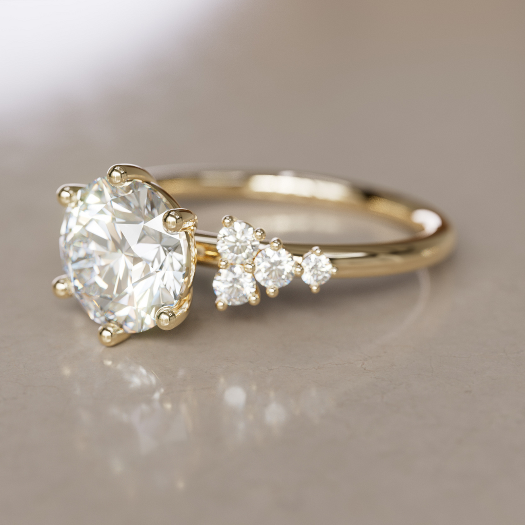 Celestial engagement ring Nature Inspired with Round Diamond By Valley Rose