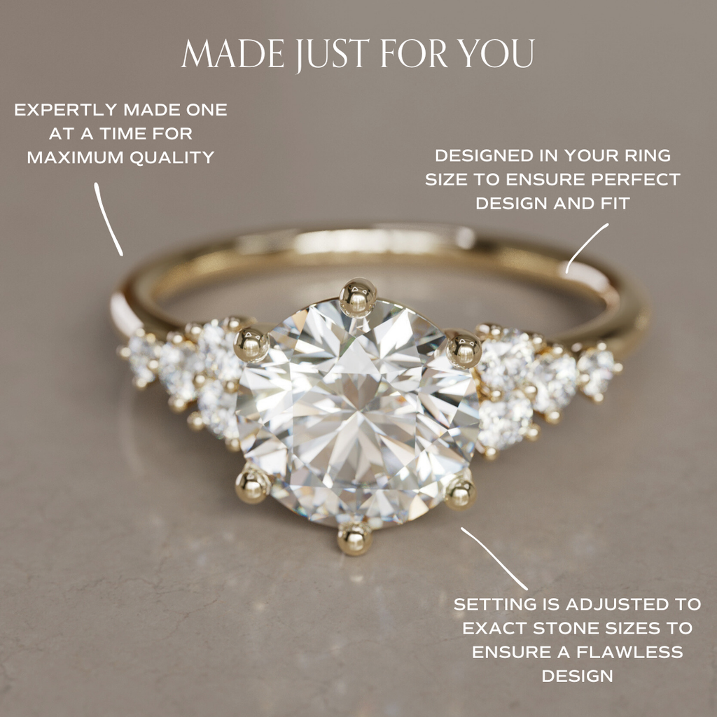 Celestial engagement ring Nature Inspired with Round Diamond By Valley Rose