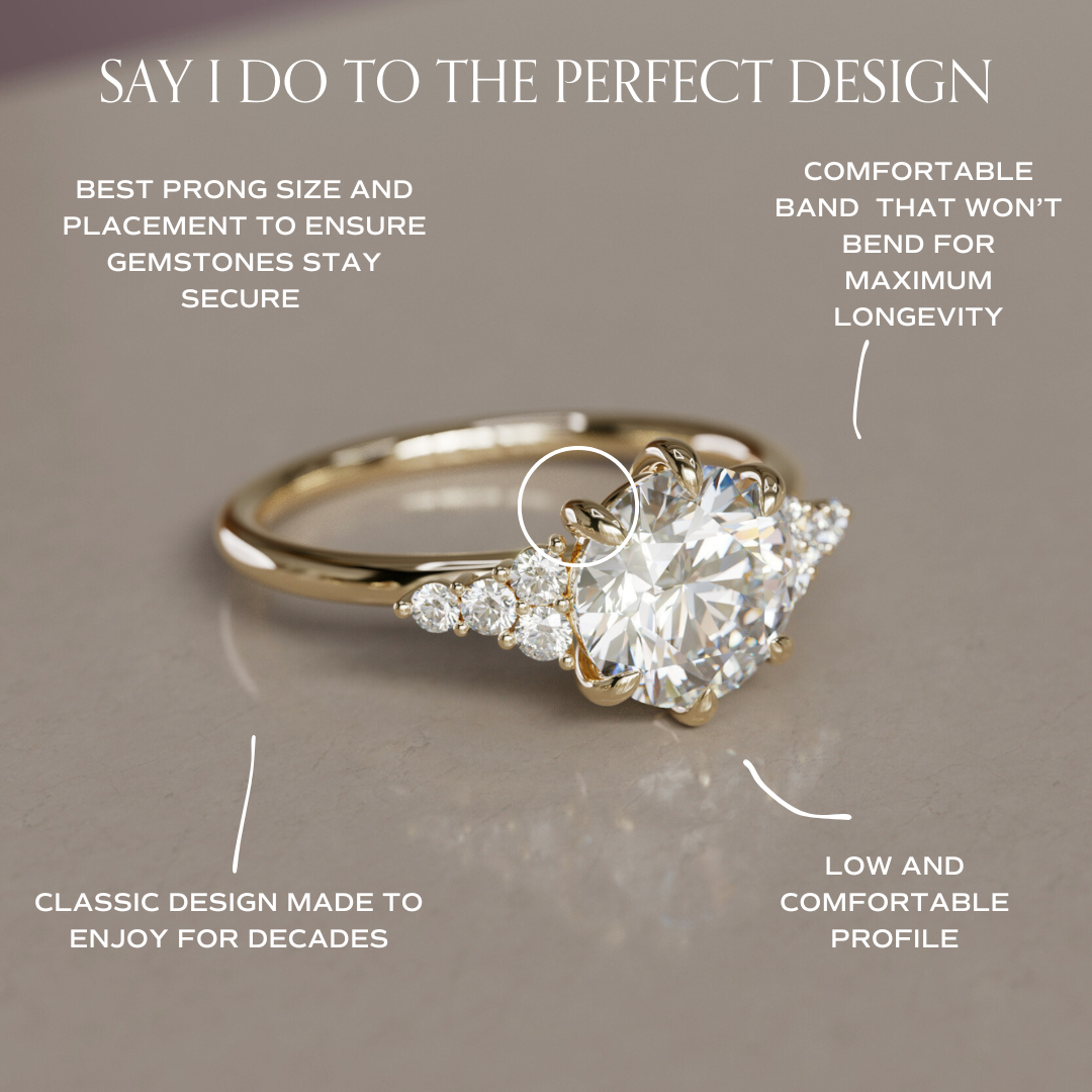 Celestial engagement ring Nature Inspired with Round Diamond By Valley Rose