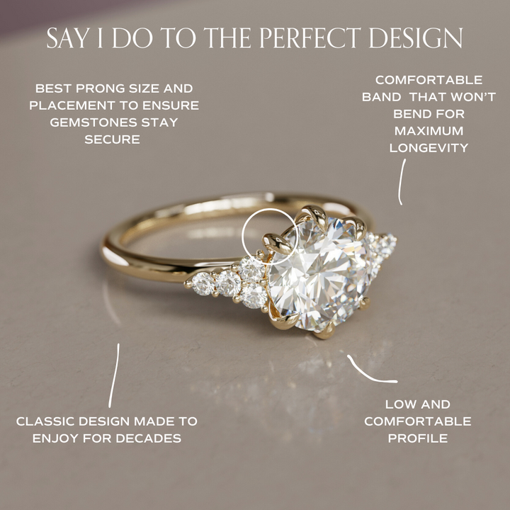 Celestial engagement ring Nature Inspired with Round Diamond By Valley Rose