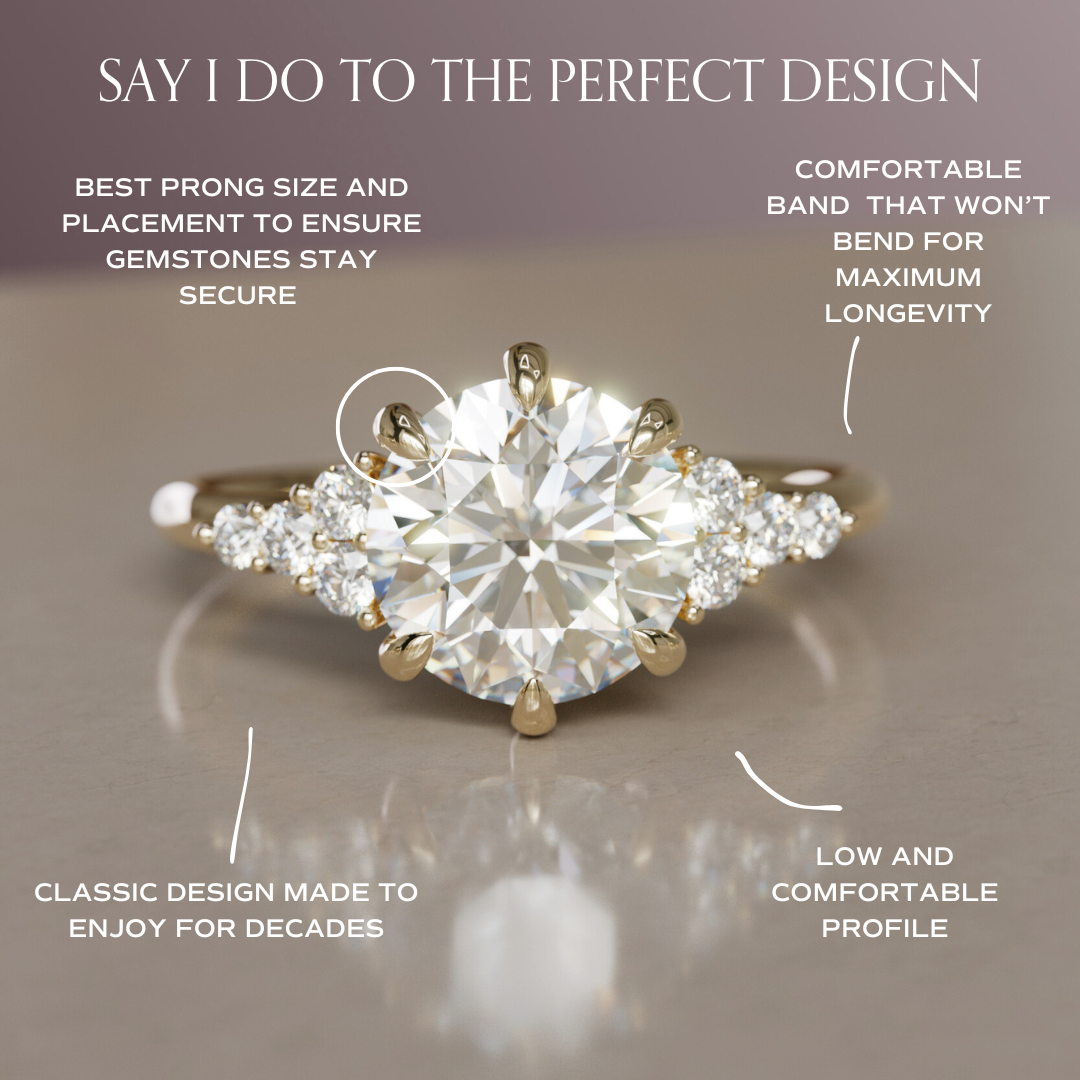 Celestial engagement ring Nature Inspired with Round Diamond By Valley Rose