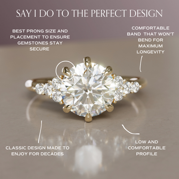 Celestial engagement ring Nature Inspired with Round Diamond By Valley Rose