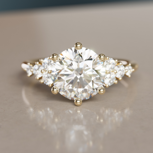 Celestial engagement ring Nature Inspired with Round Diamond By Valley Rose