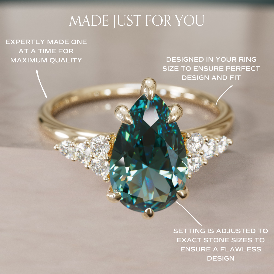 Celestial engagement ring Nature Inspired with Teal Sapphire By Valley Rose