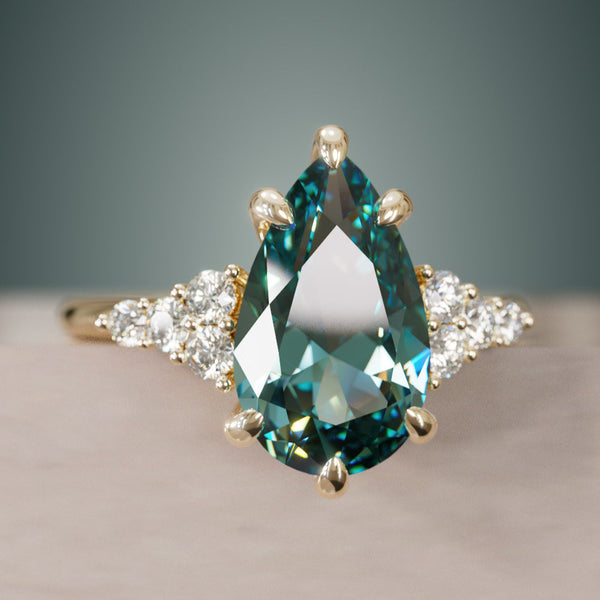 Juniper Pear Teal Sapphire Engagement Ring, Setting Only
