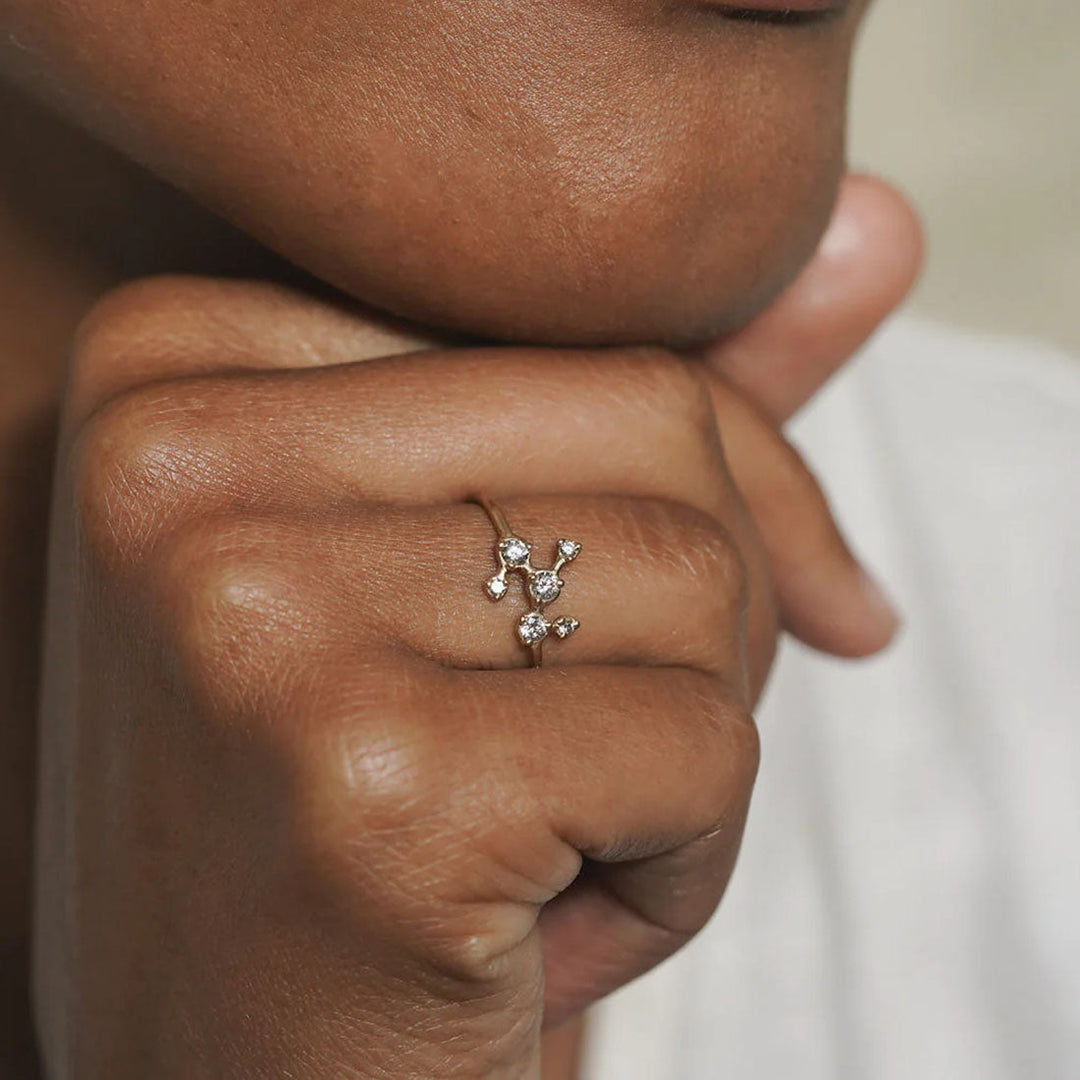 Celestial Engagement Ring with Diamond Constellation By Valley Rose