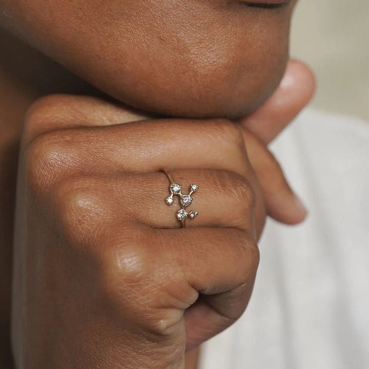 Celestial Engagement Ring with Diamond Constellation By Valley Rose