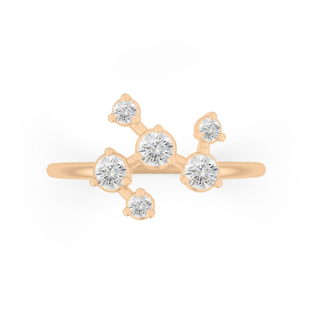 Celestial Engagement Ring with Diamond Constellation By Valley Rose