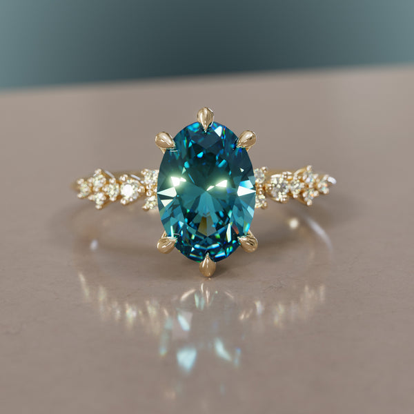 Astrid Oval Blue Sapphire Engagement Ring, Setting Only