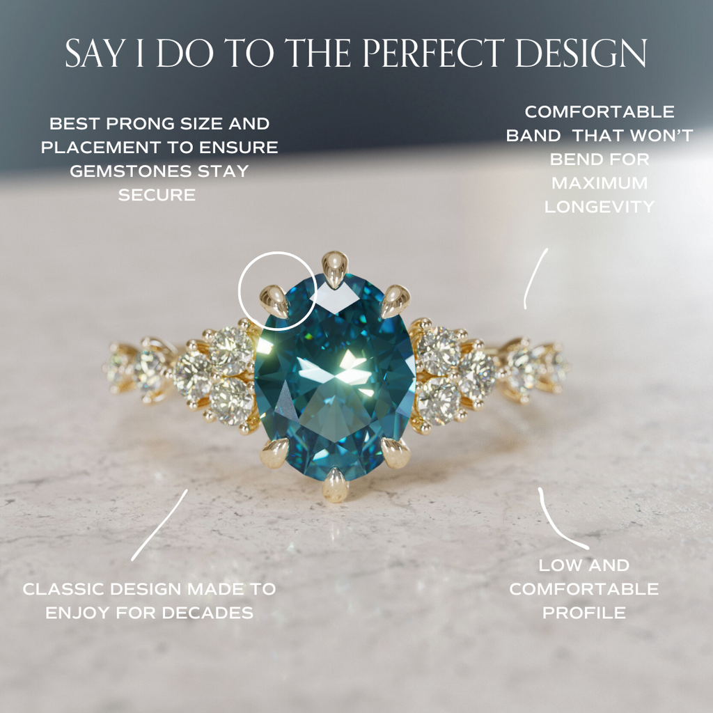Celestial Engagement Ring with Oval Blue Sapphire and Diamonds By Valley Rose