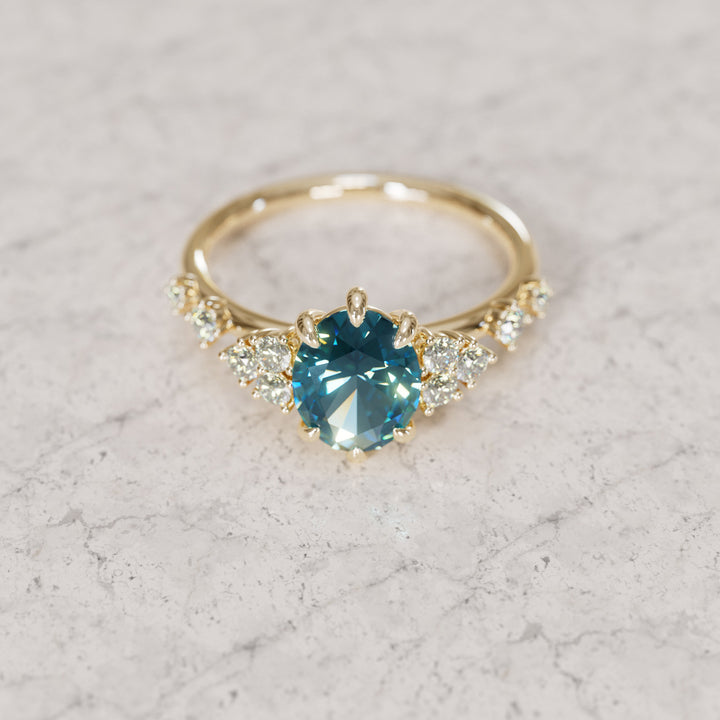 Celestial Engagement Ring with Oval Blue Sapphire and Diamonds By Valley Rose