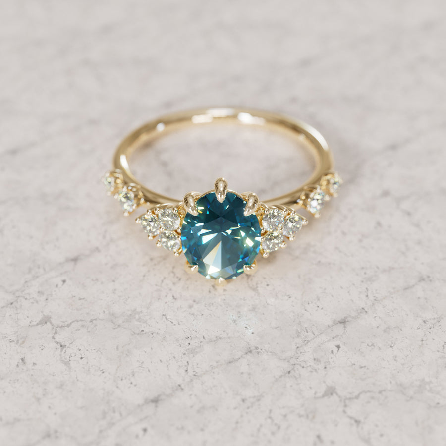 Celestial Engagement Ring with Oval Blue Sapphire and Diamonds By Valley Rose