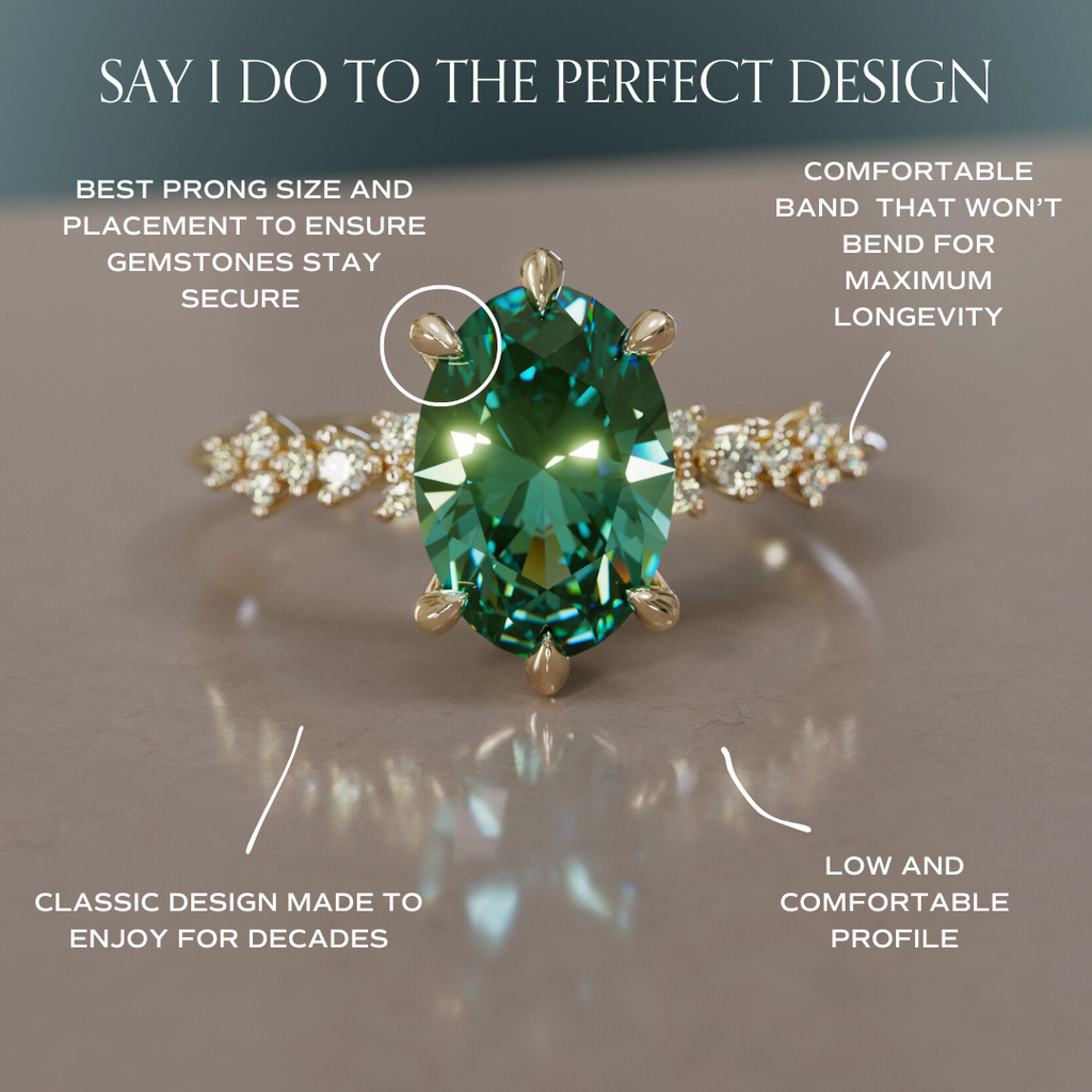 Celestial Engagement Ring with Oval Green Sapphire and Diamonds By Valley Rose