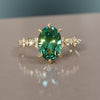Celestial Engagement Ring with Oval Green Sapphire and Diamonds By Valley Rose