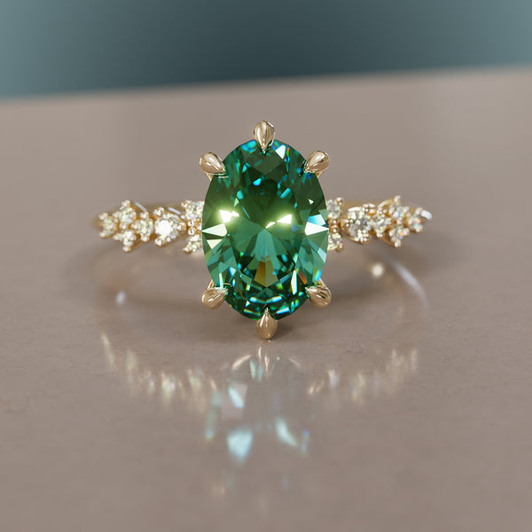 Astrid Oval Green Sapphire Engagement Ring, Setting Only