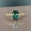 Celestial Engagement Ring with Oval Teal Sapphire and Diamonds By Valley Rose